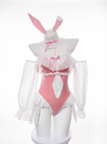 Morrvyn Pink Bunny Maid Bodysuit - Anime Kawaii Rabbit Cosplay Lingerie with Ears