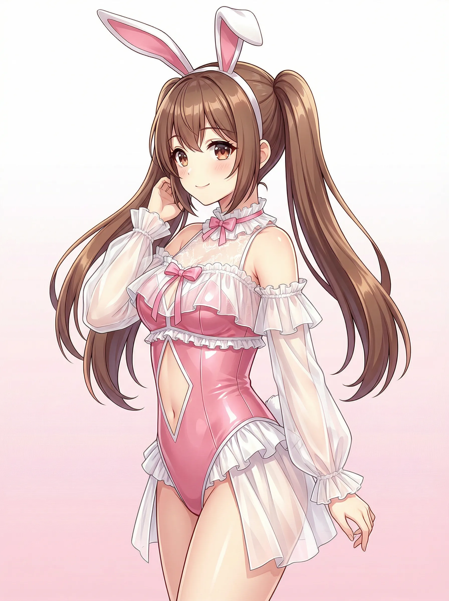 Morrvyn Pink Bunny Maid Bodysuit - Anime Kawaii Rabbit Cosplay Lingerie with Ears