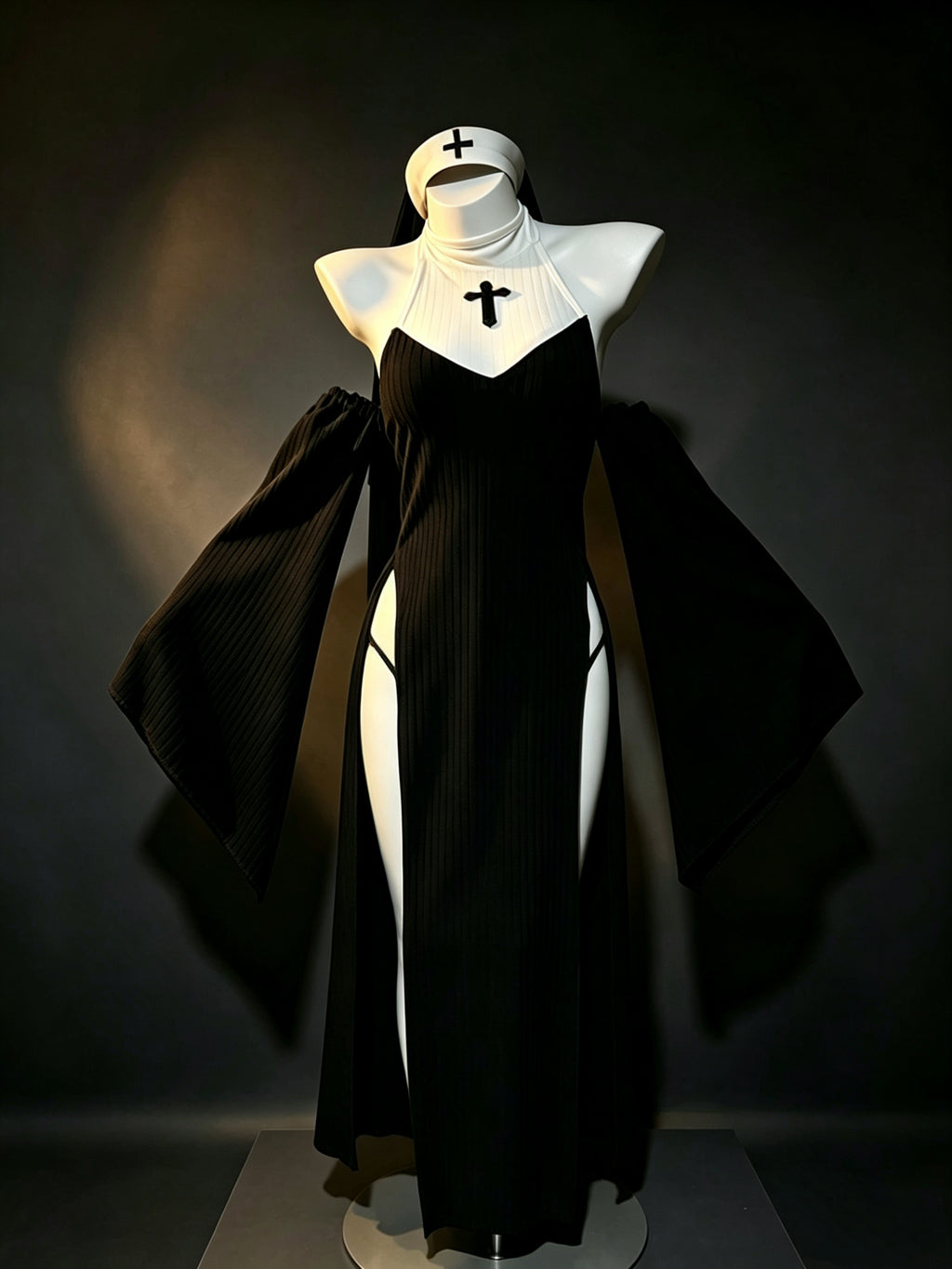 Morrvyn Gothic Nun Cosplay Costume - Anime Dark Sister Lingerie Set
