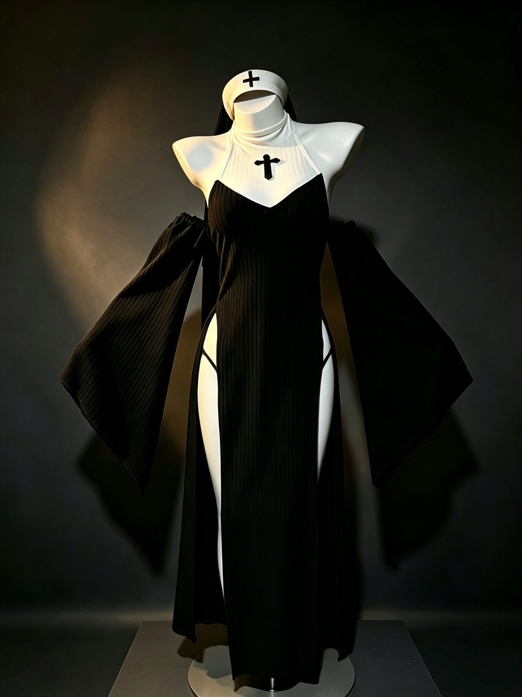 Morrvyn Gothic Nun Cosplay Costume - Anime Dark Sister Lingerie Set