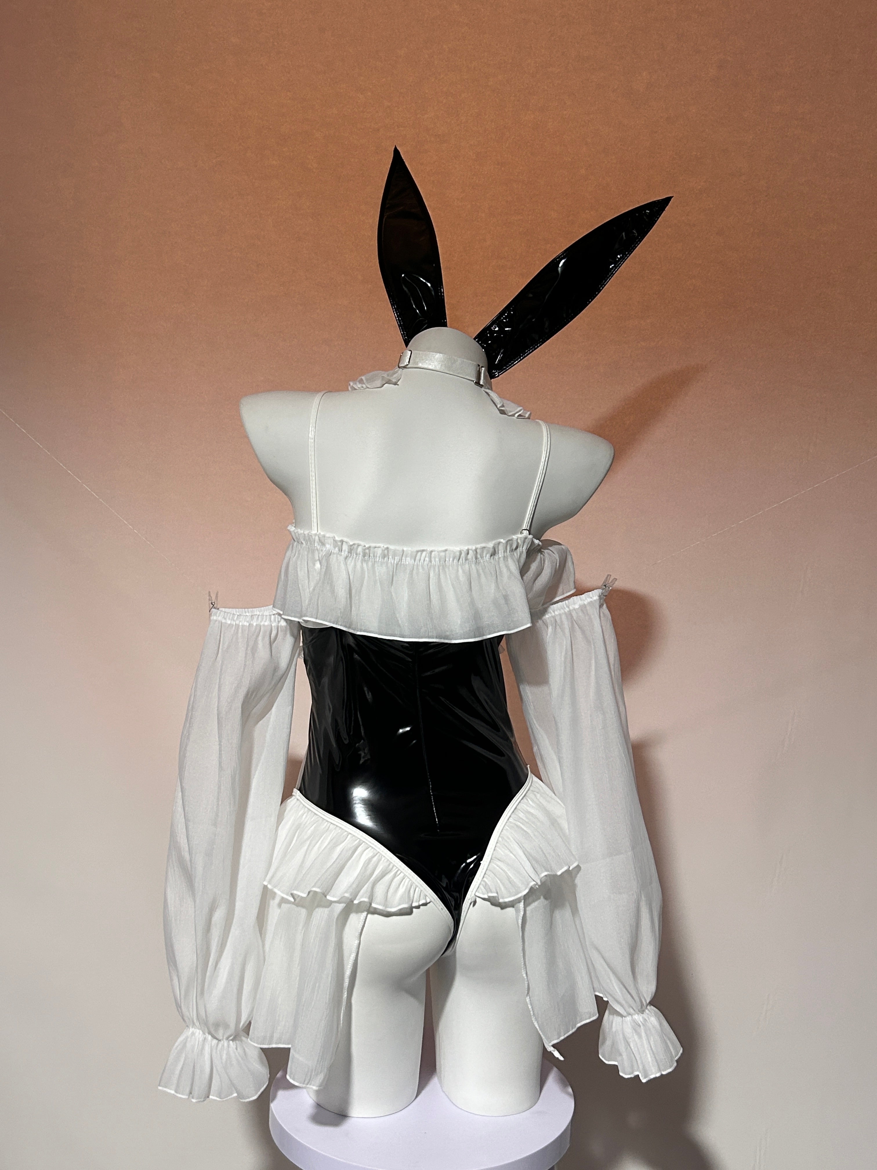 Morrvyn Black Bunny Maid Bodysuit - Dark Anime Cosplay Lingerie with Rabbit Ears