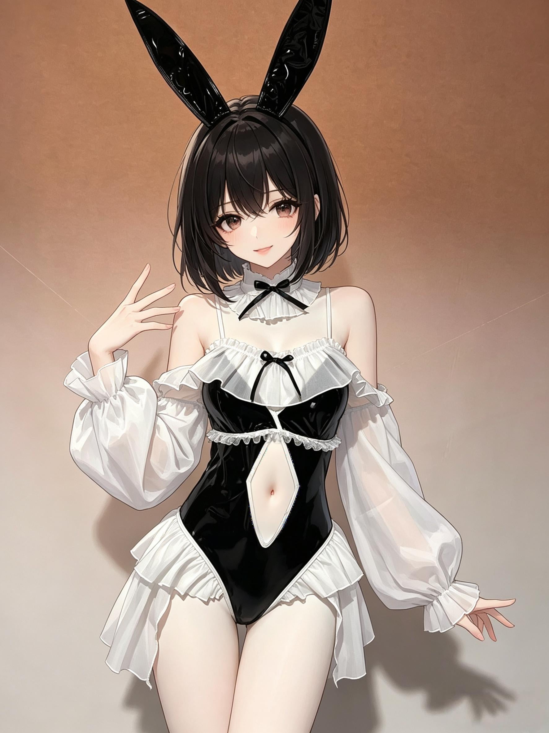 Morrvyn Black Bunny Maid Bodysuit - Dark Anime Cosplay Lingerie with Rabbit Ears