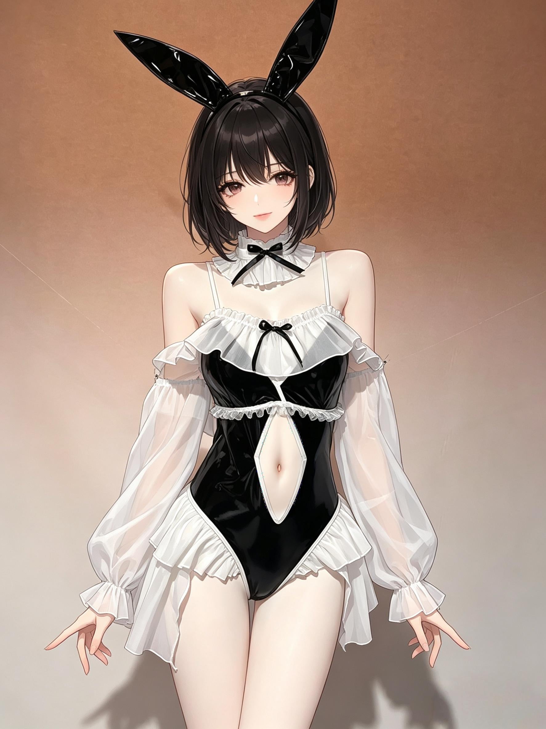 Morrvyn Black Bunny Maid Bodysuit - Dark Anime Cosplay Lingerie with Rabbit Ears