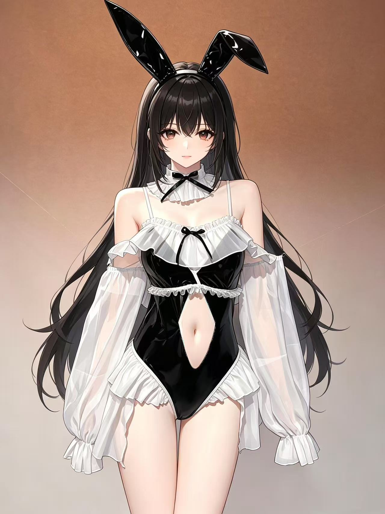 Morrvyn Black Bunny Maid Bodysuit - Dark Anime Cosplay Lingerie with Rabbit Ears