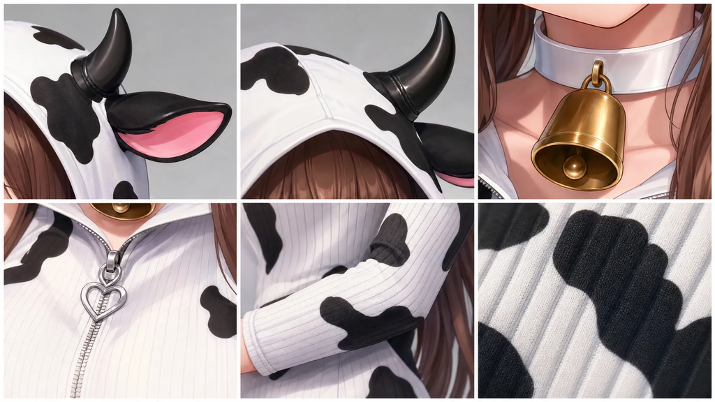 Morrvyn Anime Cow Bodysuit - Kawaii Hooded Lingerie for Cosplay