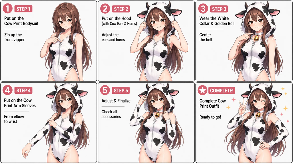 Morrvyn Anime Cow Bodysuit - Kawaii Hooded Lingerie for Cosplay