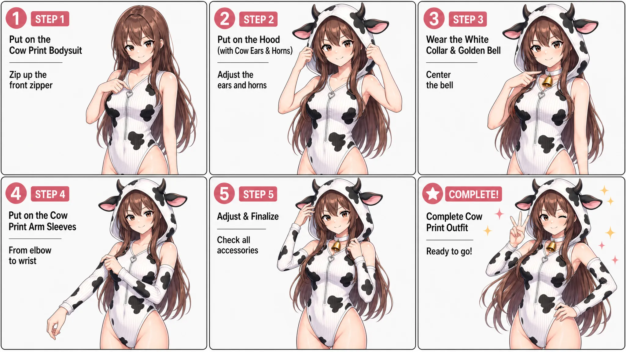Morrvyn Anime Cow Bodysuit - Kawaii Hooded Lingerie for Cosplay