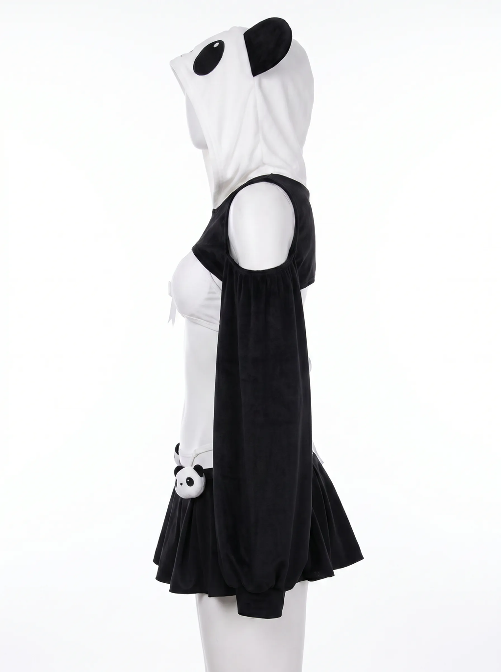 Panda Kawaii 3-Piece Set | Cropped Top + Mini Skirt + Hooded Cape
