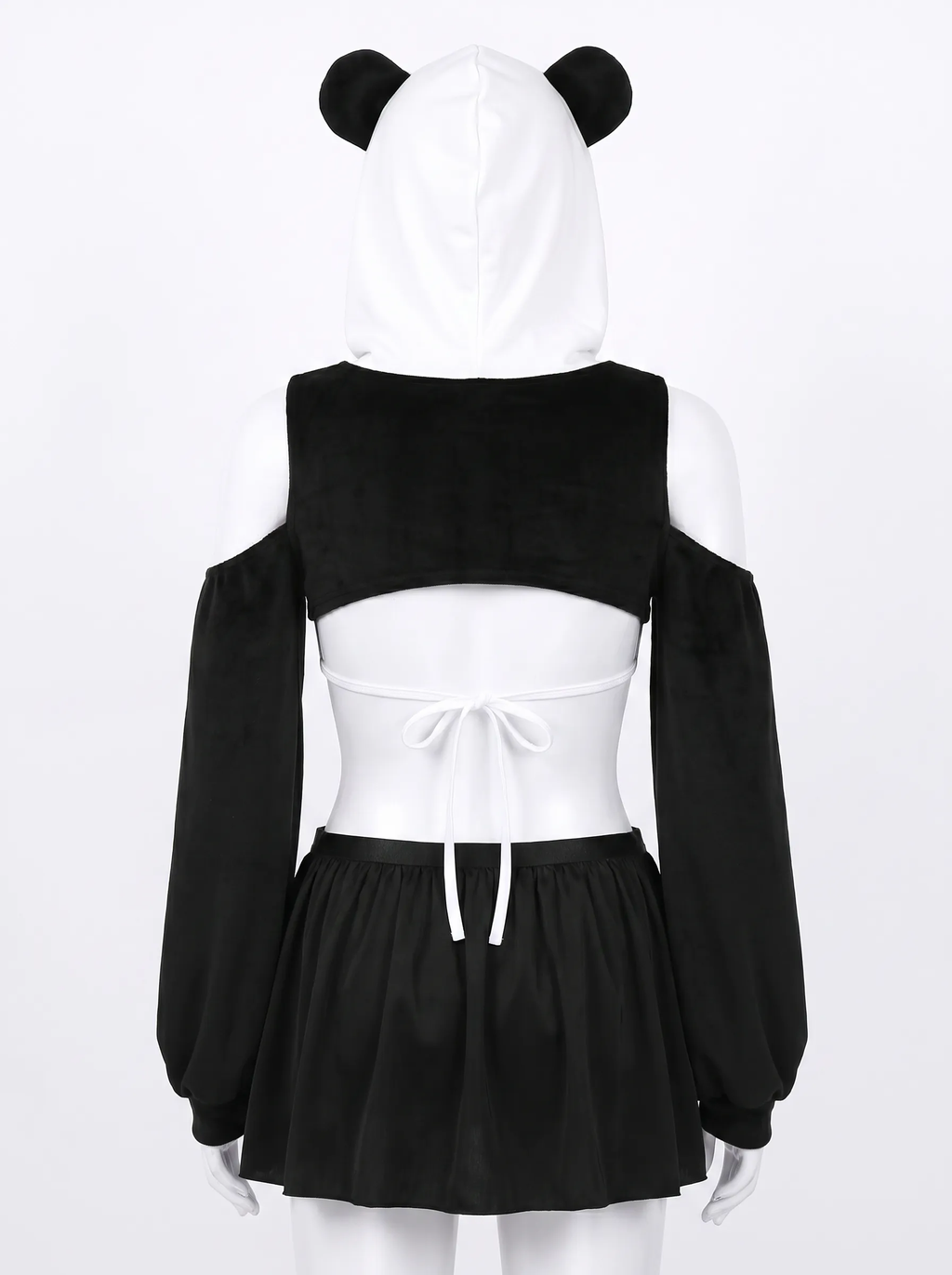 Panda Kawaii 3-Piece Set | Cropped Top + Mini Skirt + Hooded Cape