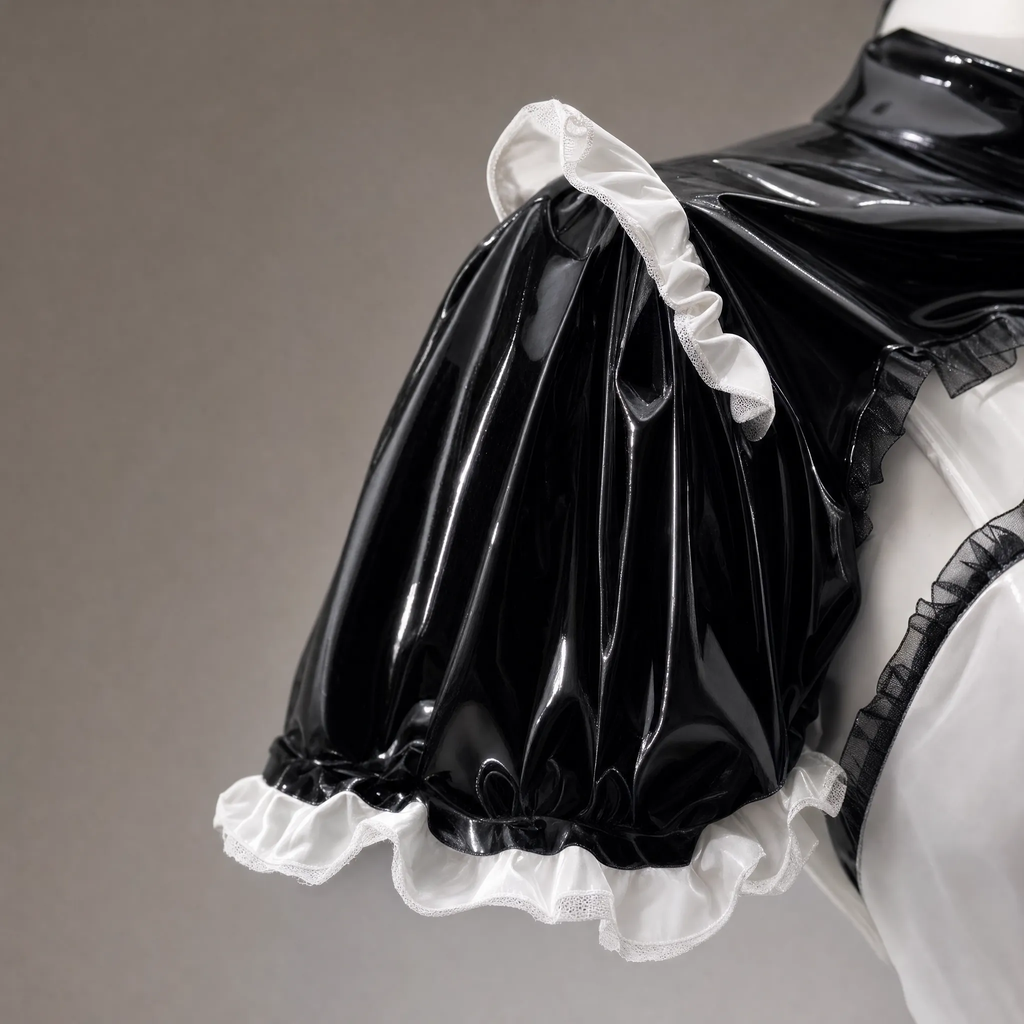 Black & White Maid Costume Set | Anime Cosplay 2-Piece Patent Leather Outfit