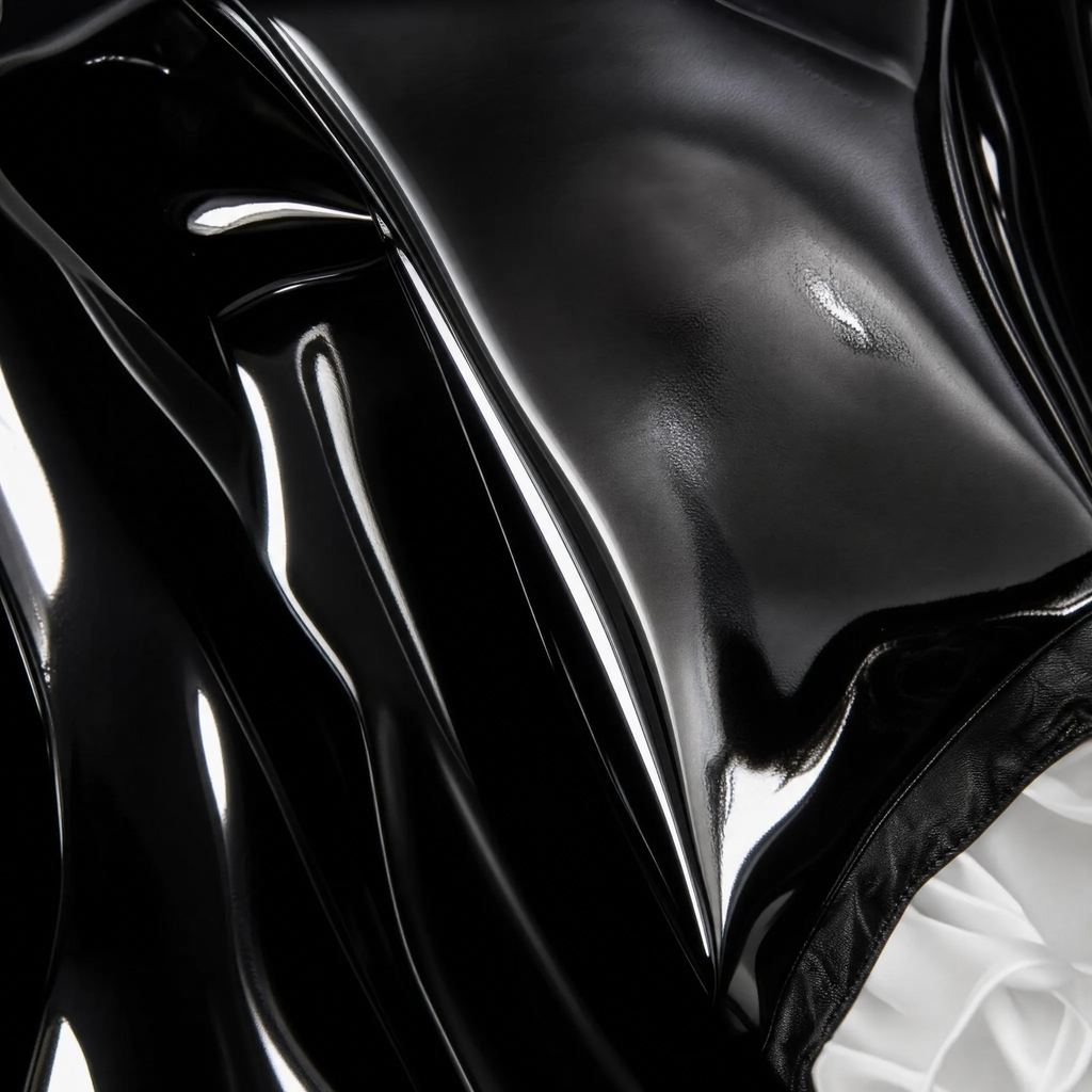 Black & White Maid Costume Set | Anime Cosplay 2-Piece Patent Leather Outfit