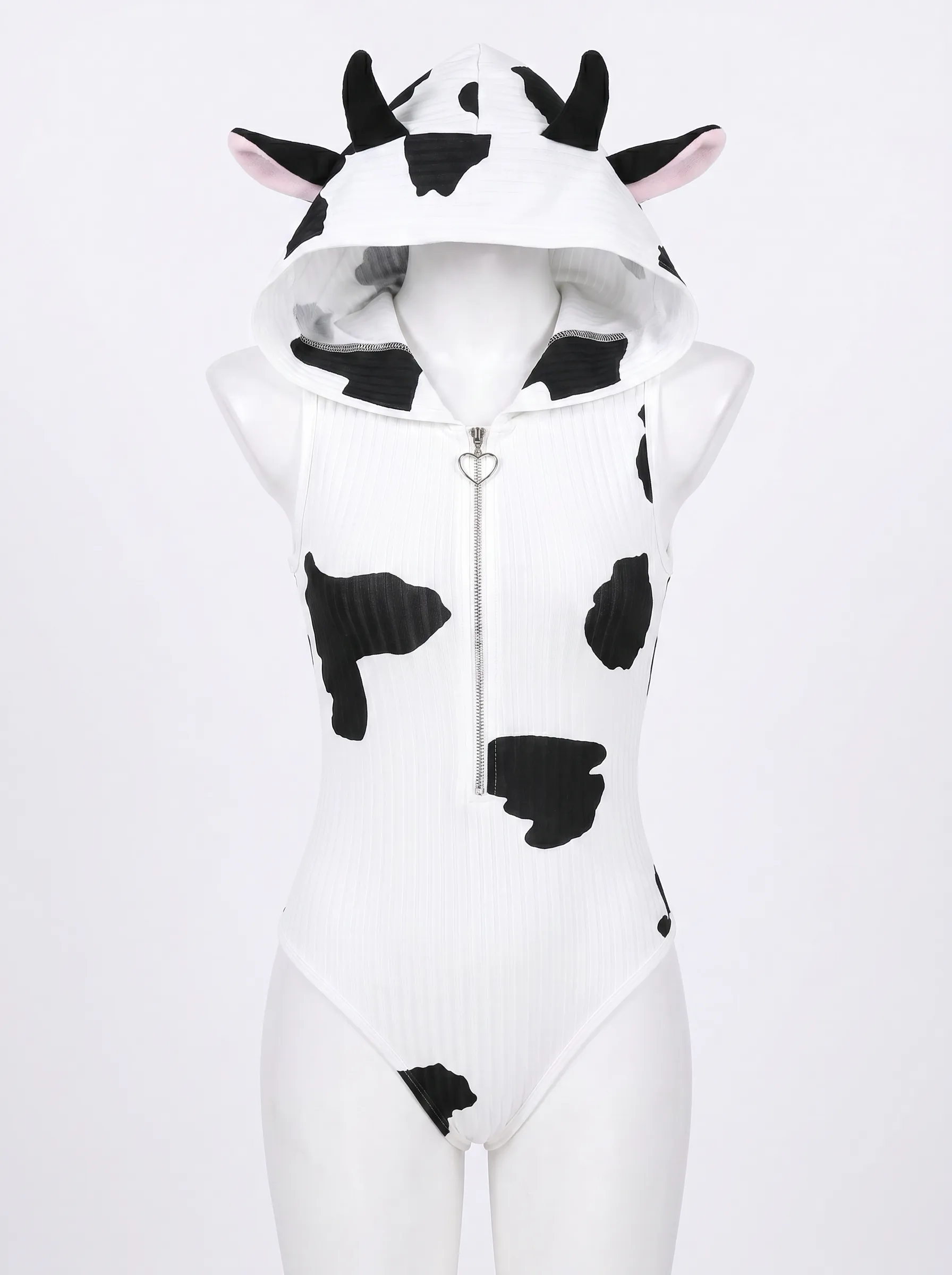 Morrvyn Anime Cow Bodysuit - Kawaii Hooded Lingerie for Cosplay
