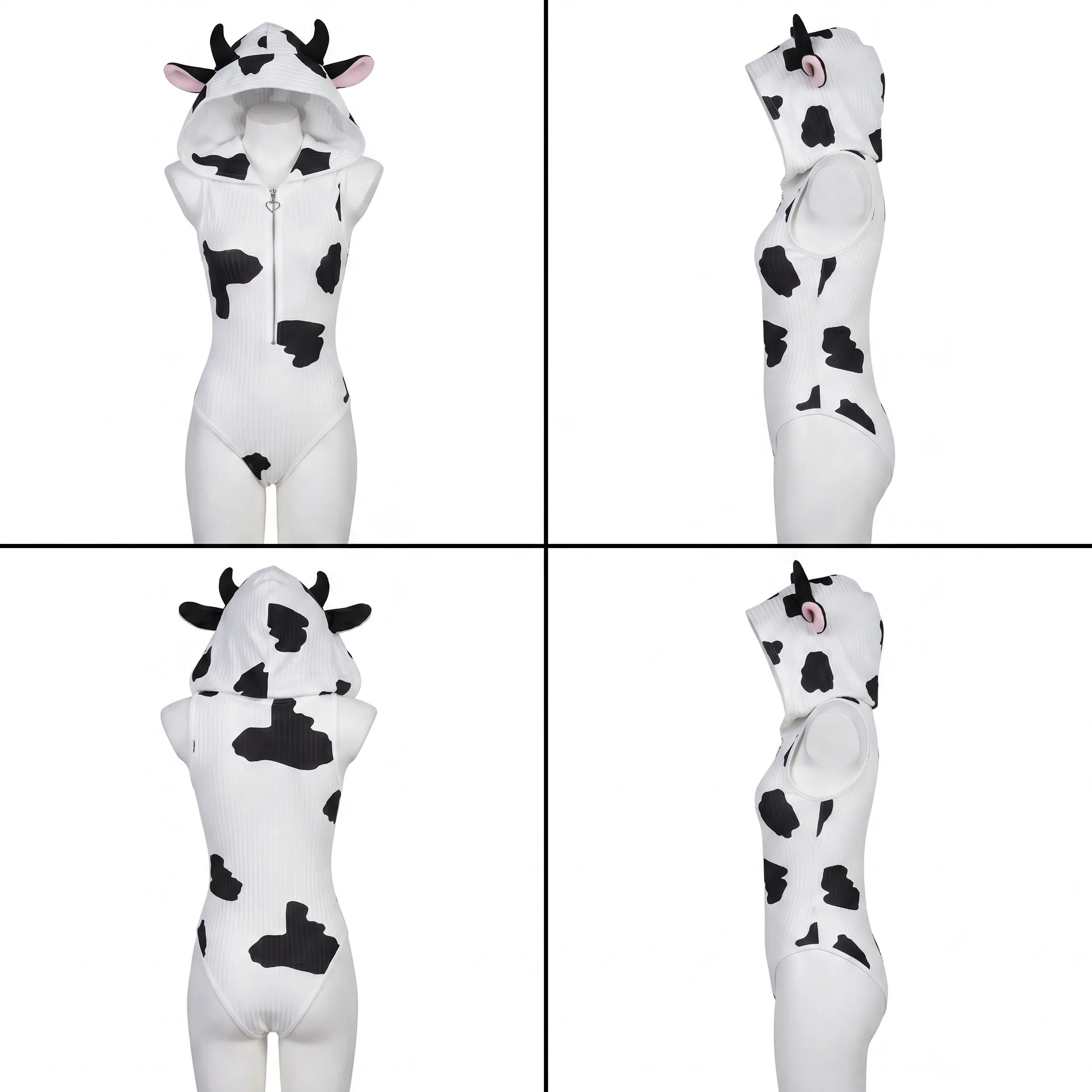 Morrvyn Anime Cow Bodysuit - Kawaii Hooded Lingerie for Cosplay