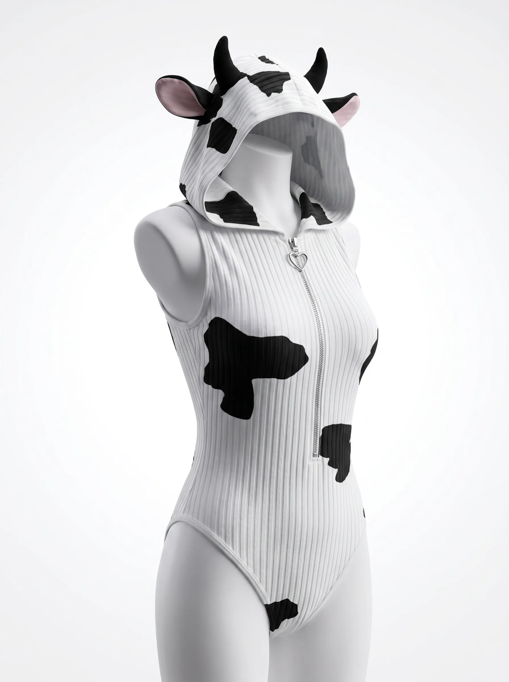 Morrvyn Anime Cow Bodysuit - Kawaii Hooded Lingerie for Cosplay