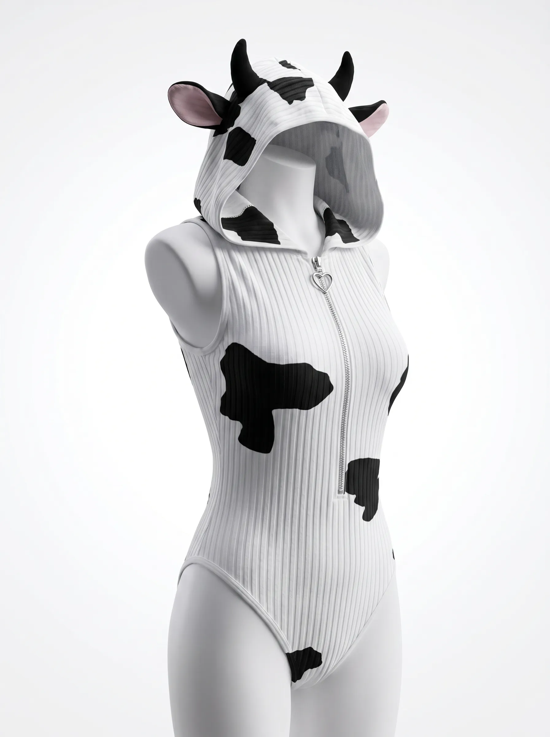 Morrvyn Anime Cow Bodysuit - Kawaii Hooded Lingerie for Cosplay